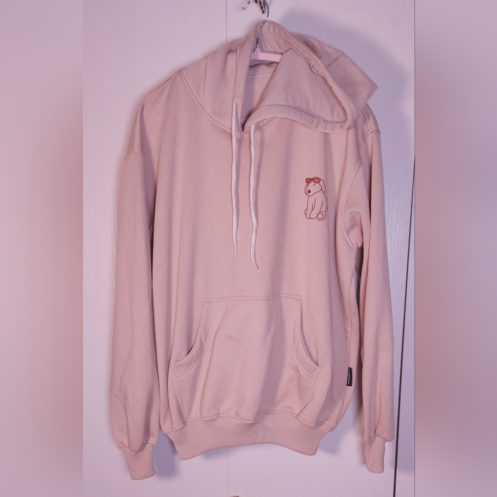 Tan Brown Graphic Dog Printed Pullover Hoodie Size XL Stressed But Blessed Comfy - Picture 2 of 12